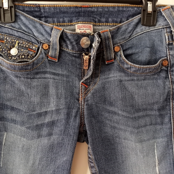 True Religion High Rise Boot Cut Embellished Jeans Women's Size 26 - Picture 13 of 14